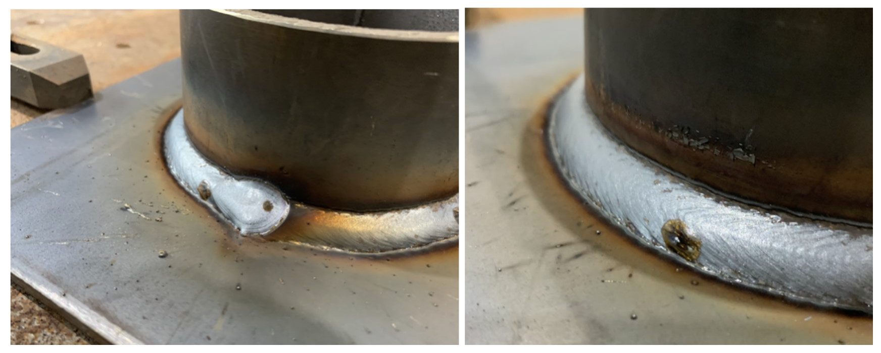 Resulting weld around a pipe
