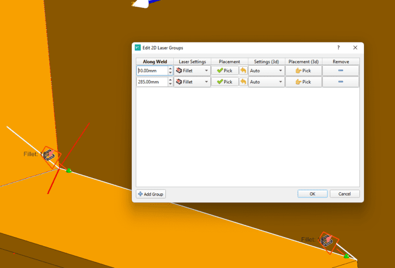 2D laser sensing dialog