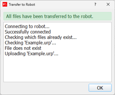 Dialog transferring program directly to robot