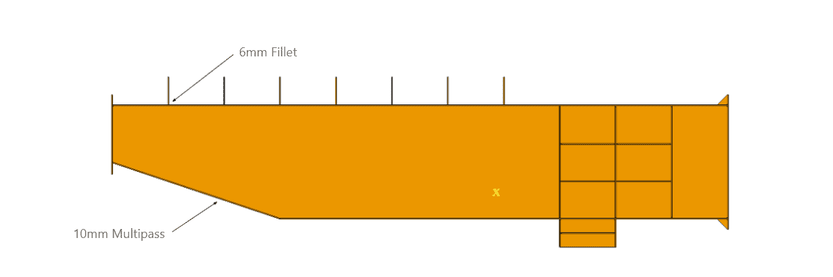 Example structural steel with welds indicated