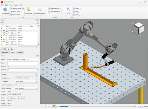 Verbotics Weld screenshot with a Doosan robot